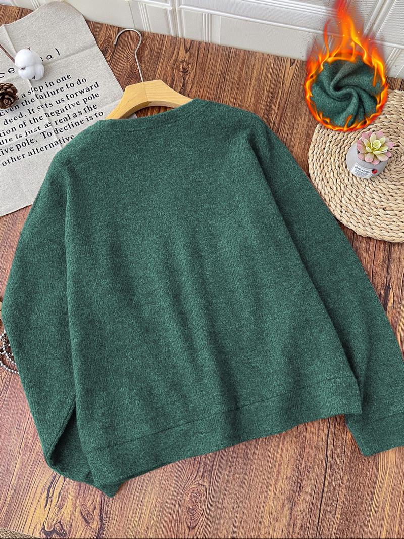 [Autumn and Winter] Merry Christmas Women's Casual Fashion Round Neck Faux Sweater Top, Women's Christmas Round Neck Faux Sweater Top - Christmas Tree Print Comfortable Round Neck Faux Sweater Top, Lady