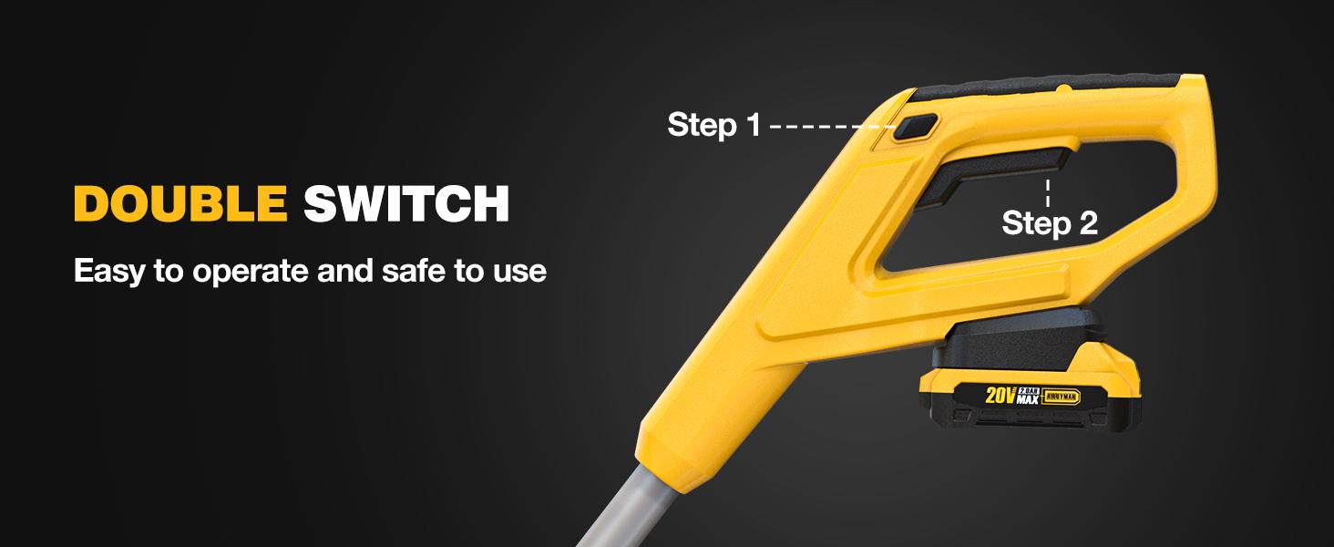 Alloyman 20V Cordless Tiller Cultivator, 360RPM Electric Garden Tiller, with 2 * 2.0Ah Batteries & Charger, 9In Tilling Width and 6.6In Depth Garden Rototiller for Lawn/Gardening/Soil Cultivation, Gifts for Perfect Christmas and New Year Idea