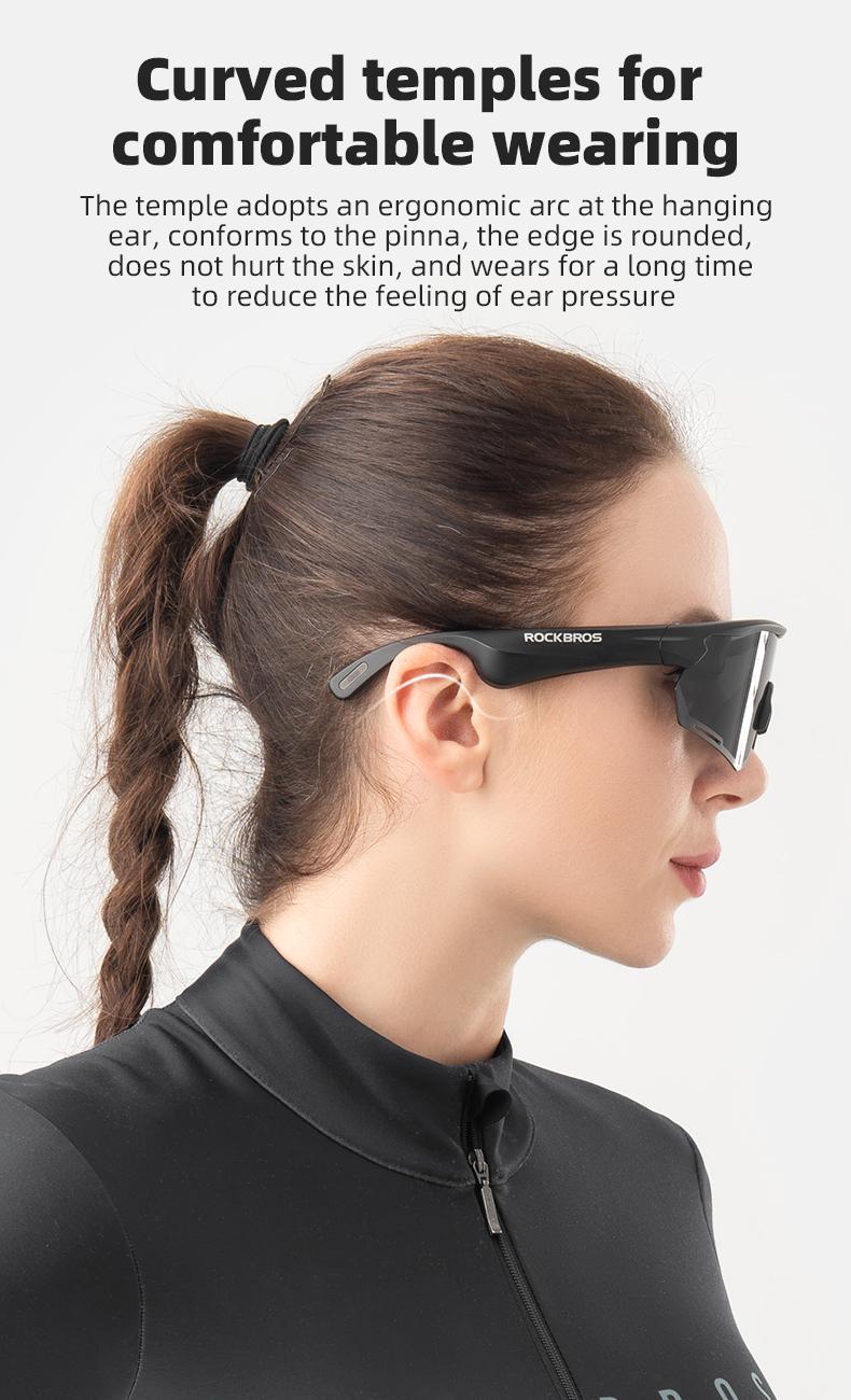 ROCKBROS Bluetooth Sunglasses for Men and Women Cycling Polarized Glasses Lightweight Multifunction Music One-key Control Runing Driving Goggles Sports Accessories