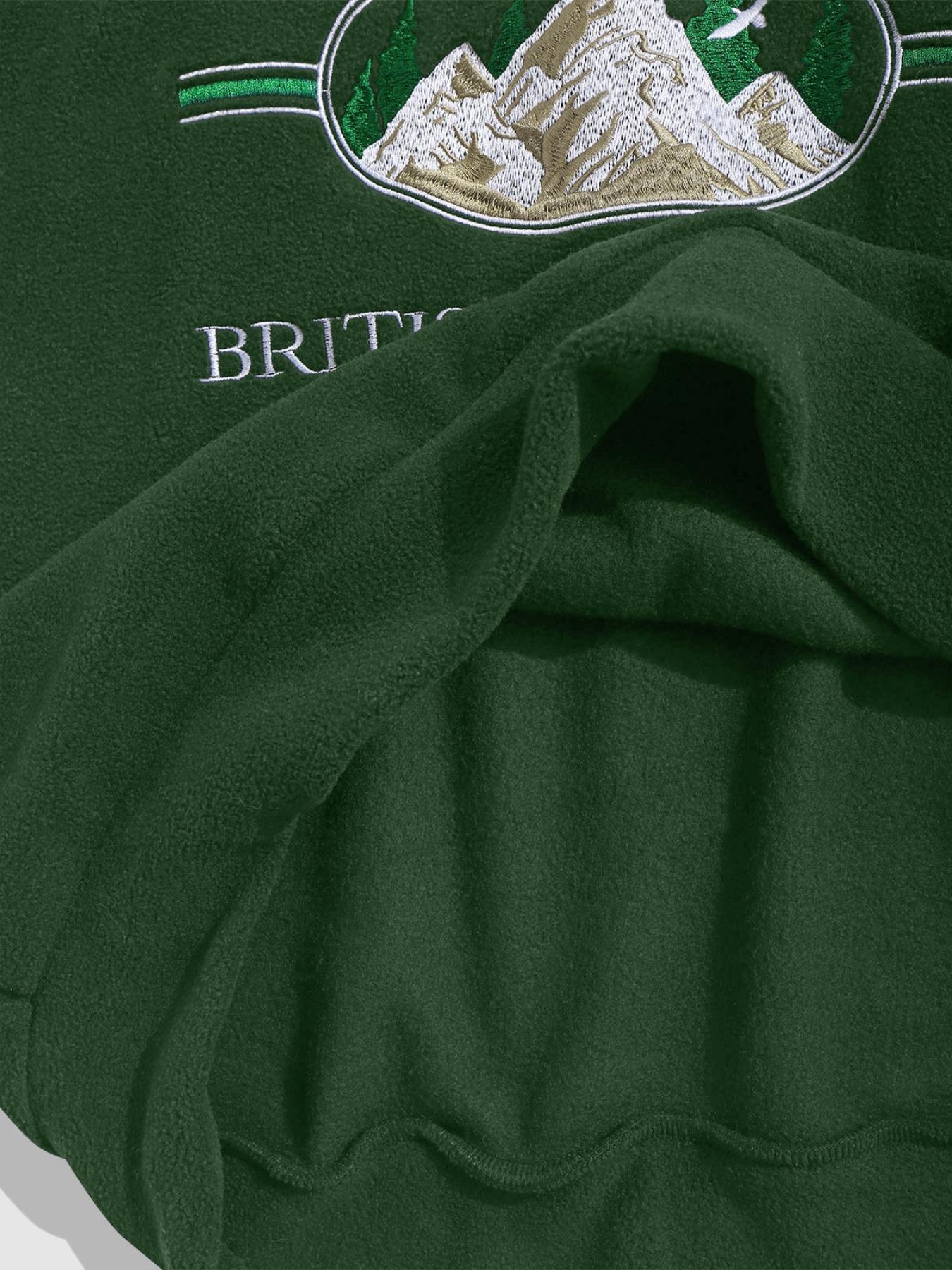 ZAFUL Men's Fall Winter Thick Warm Fleece Pullover - Colorblock Mountain Embroidery, Long Sleeve Half-Zip, Casual Streetwear Hoodie Sweatshirt