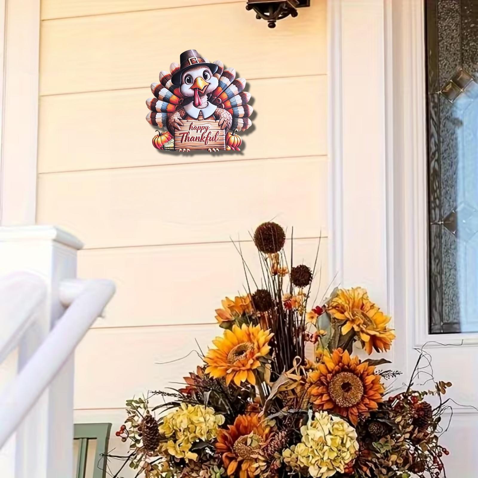 Thanksgiving Metal Turkey Wall Door Hanging Decor, Pumpkin Element, Gratitude Text Sign, Fall Festival Decoration, Home Gift Idea