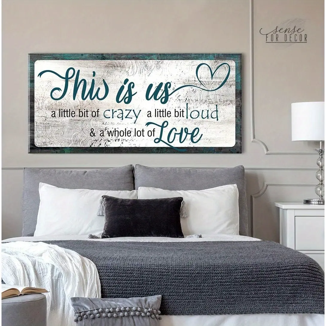 2D Plan, 1-Piece Set Of Family Canvas Wall - "This Is Our Love" Framed Print, Large Farmhouse Style Decoration, Suitable For Living Rooms, Family Rooms Or Bedrooms, Hanging At Any Time, Adding A Warm Touch To Your Space
