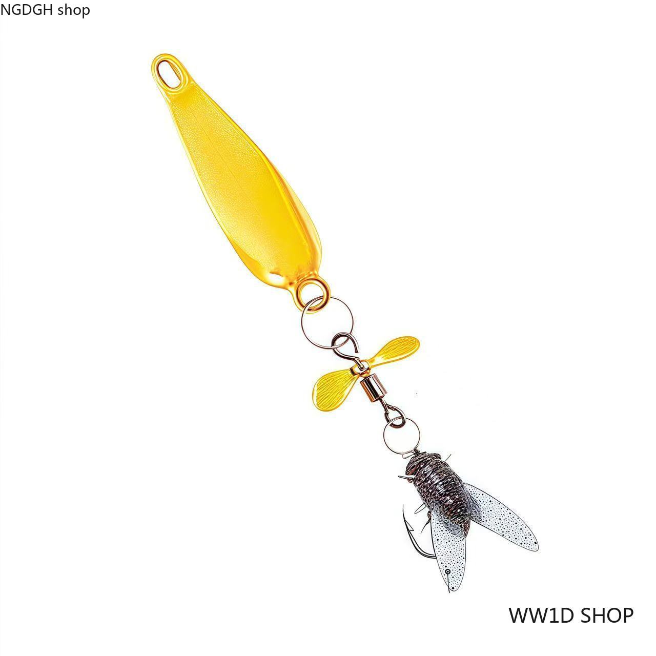 Blue Iridescent Spinner Fly Fishing Lure - Trendy Propeller Blade Realistic Insect Fly Bait with Vibrant Blue Holographic Body, Sharp Treble Hook High-Action Lure, Perfect for Bass Trout Perch Topwater Fishing Lake River & Summer Casting