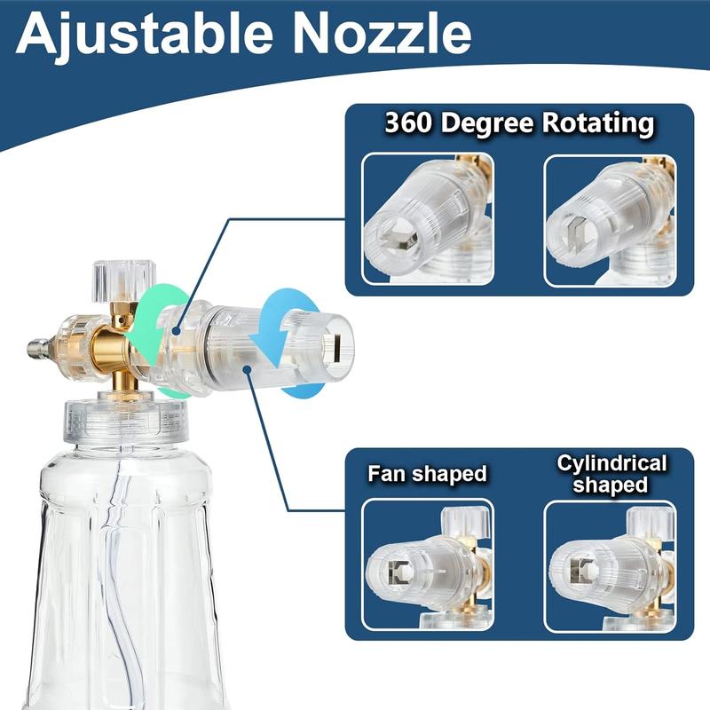 Foam Cannon for Pressure Washer, Snow Clear Foam Cannon for Car Wash, Stainless Steel Filter, Adjustable Nozzle with M22 and 1/4 Inch Quick Connect, Foam Sprayer