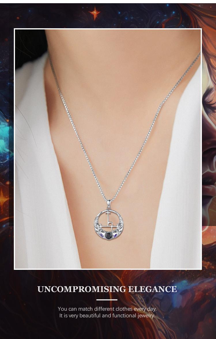 925 Sterling Silver Lilith Moon Necklace, Lilith Sigil Goddess Pendant, Pagan Triple Moon Amethyst Amulet, Personalized Witchy Jewelry Gift