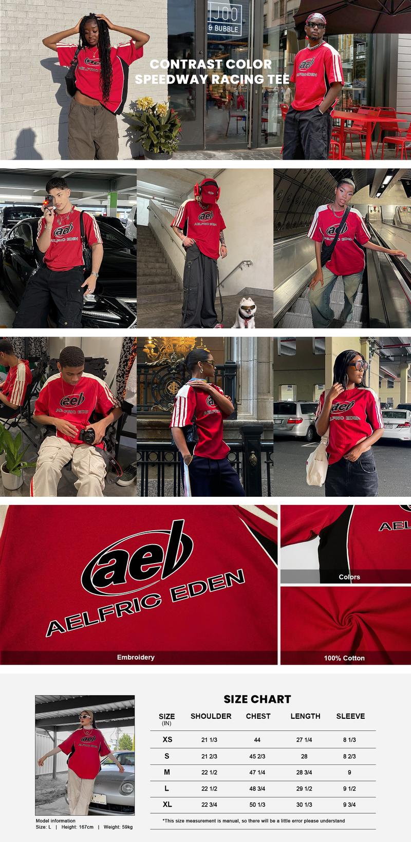 Aelfric Eden Contrast Color Speedway Racing Tee Crew Necks Raglan Shirt