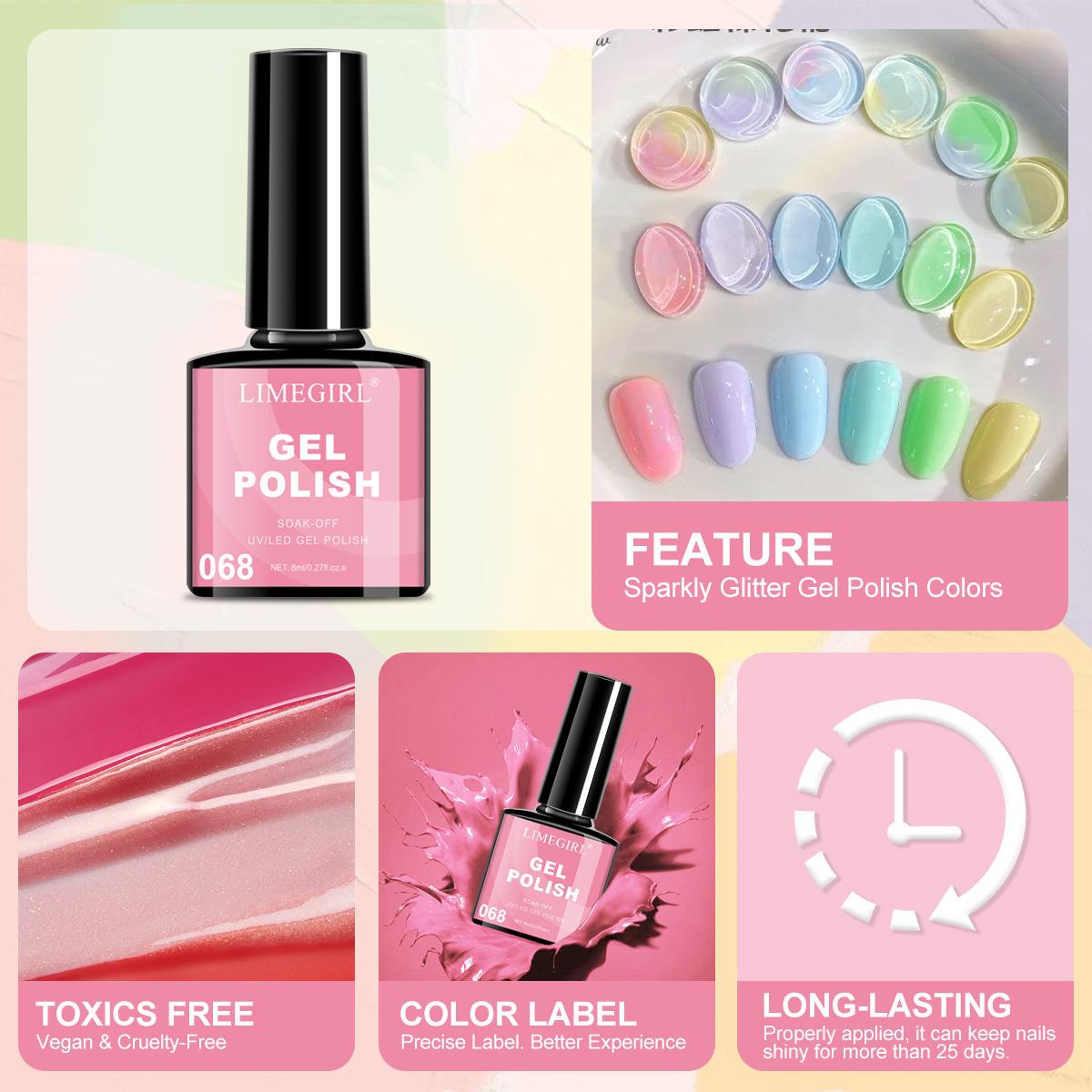 Limegirl Gel Nail Polish Set, 10 Pieces, All-Season Skin Tone, Nude, Neutral, UV Gel Nail Polish Kit, Manicure Salon DIY Gift Box, Nail Polish Gifts, Nail Products