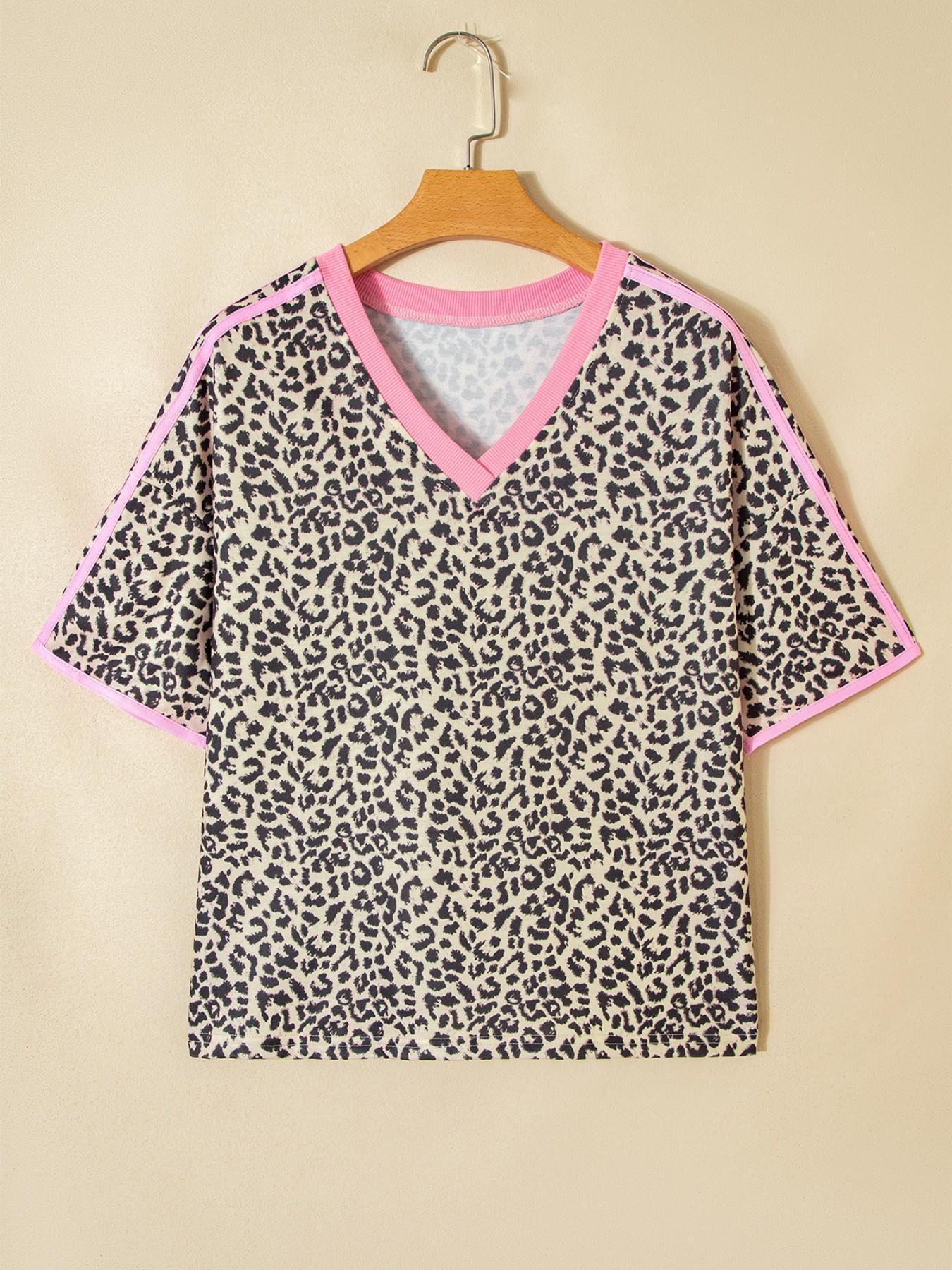 Summer Casual Fashion Wear Colorblock V-Neck Academy Style Short Sleeve ...