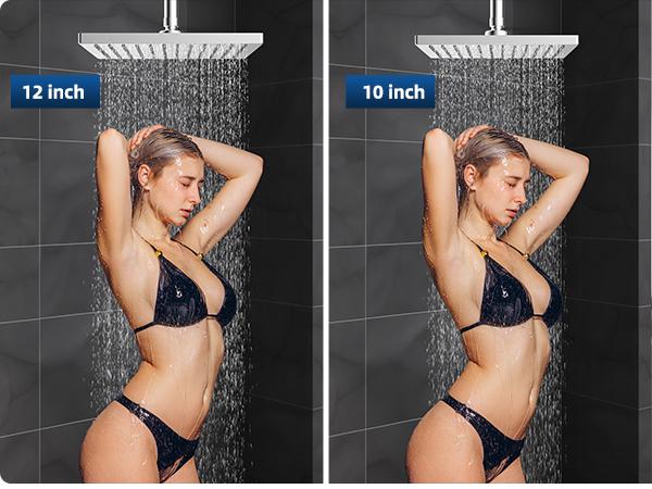 Hibbent Thickness Metal Rain Shower Head,  High Pressure Shower Heads, Square Large Bathroom Rainfall Shower Head with Adjustable Brass Ball Joint, Waterfall Full Body Coverage, Chrome