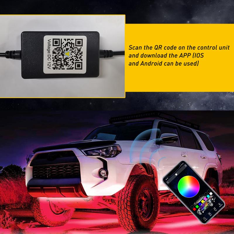 AUXITO RGB LED Strip Under Car Tube Underglow Underbody System Neon Light Lamp Kit