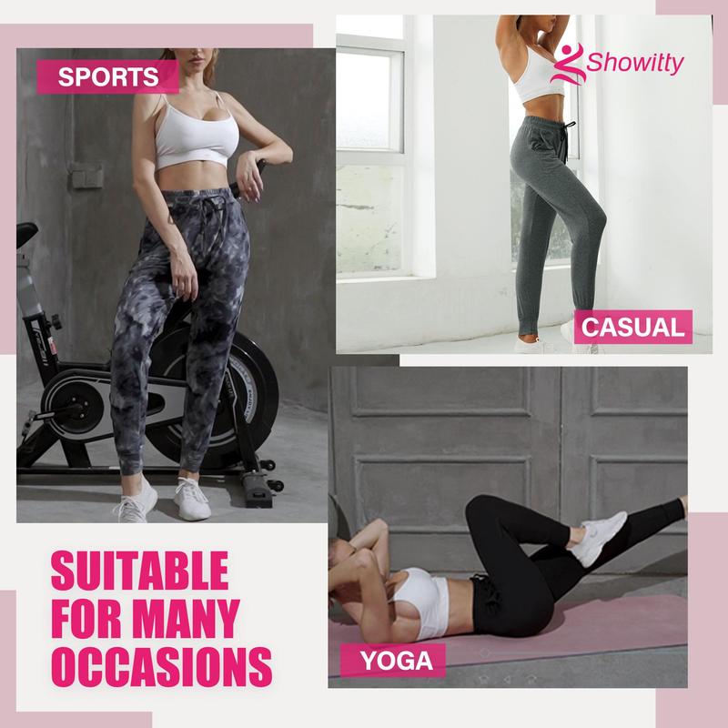 SHOWITTY 1/3 Pack Women's Plus Size Joggers with Pockets - Workout Comfy Sweatpants for Yoga Lounge