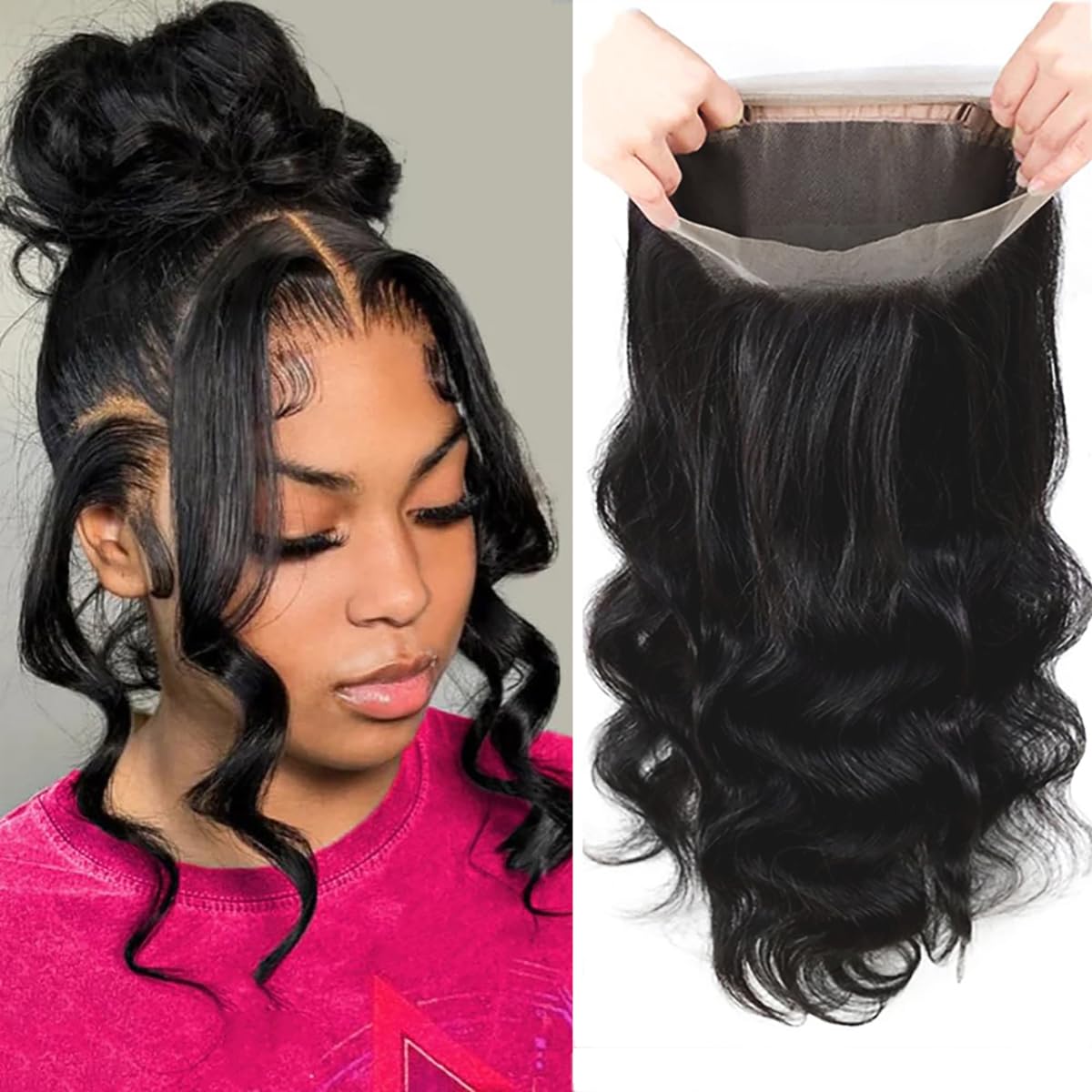 HUICHU Body Wave 360 Full Lace Frontal Wigs Human Hair 220 