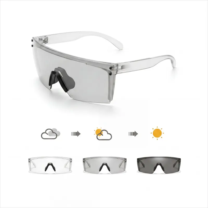 Z87+ Photochromic Polarized Safety Sunglasses - Men’s Oversized Vintage Y2K Aviator Eyewear, Lightweight Outdoor Anti-Glare Multi-Sports UV400 Glasses, Good-Looking & Practical for Fishing, Golf, Driving