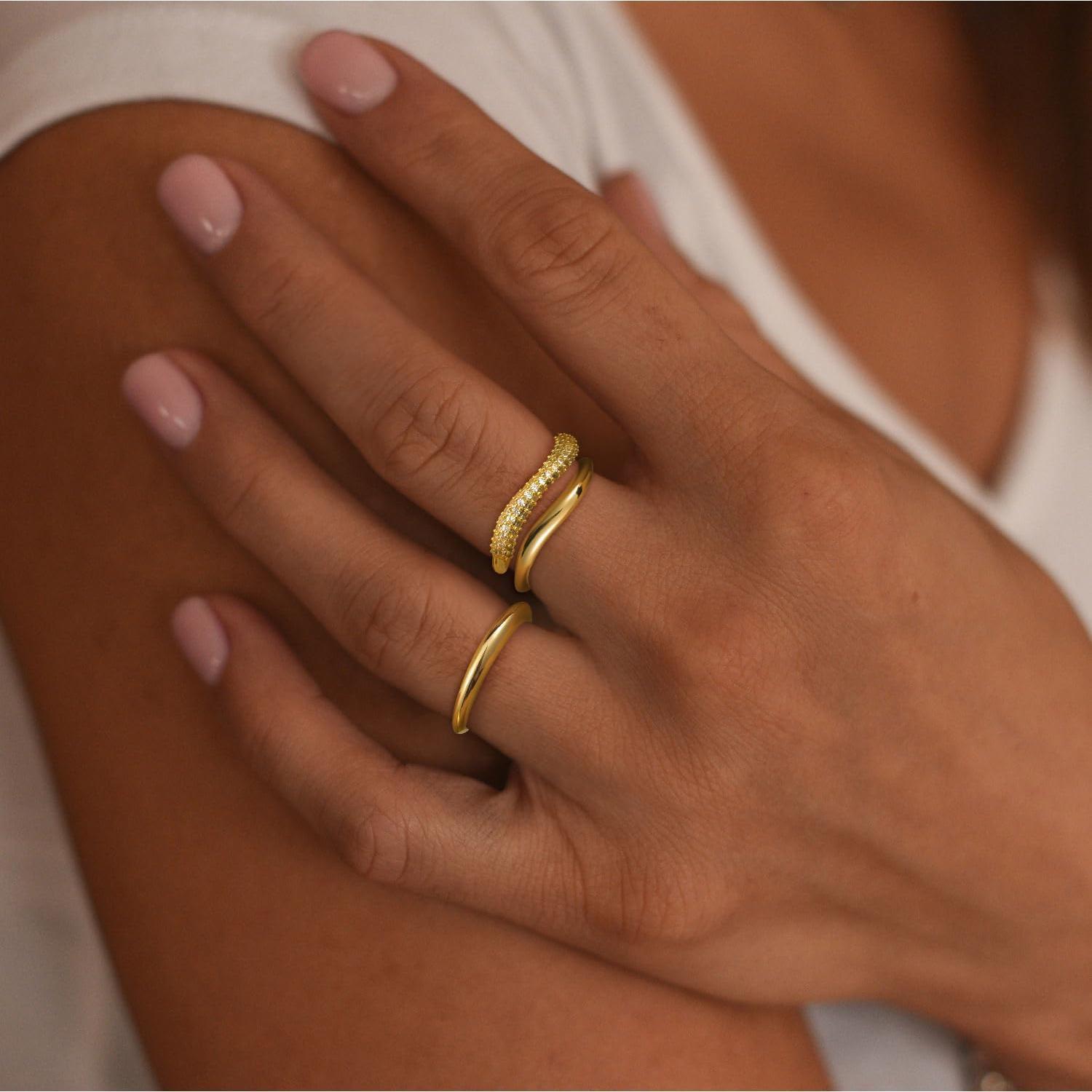 Tewiky Rings For Women Stackable Non Tarnish Rings Dainty Stacking Rings Thumb Ring Set Jewelry For Summer dealsforyoudays