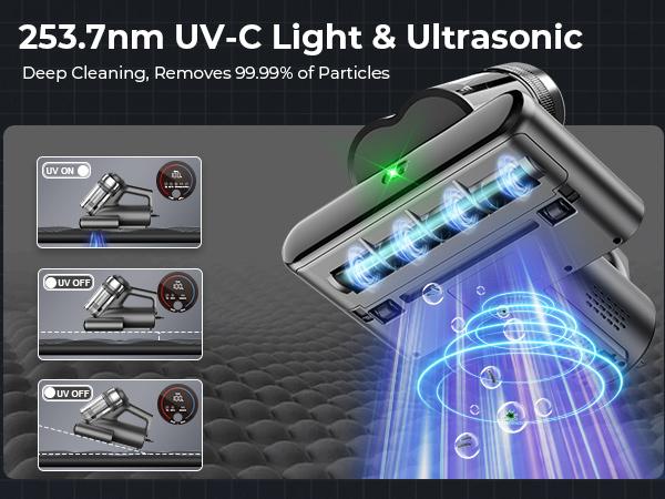 Teant Powerful Mattress Bed Vacuum Cleaner, 2-Speed (14kPa/18kPa) Mattress Vacuum with Green Light Dust Detection, 253.7nm UV-C Light, LED Display, HEPA Filter, 149℉ Heat, Aroma for Bed Couch Carpet Teant Powerful Mattress Bed Vacuum Cleaner, 2-Speed (14kPa/18kPa) Mattress Vacuum with Green Light Dust Detection, 253.7nm UV-C Light, LED Display, HEPA Filter, 149℉ Heat, Aroma for Bed Couch Carpet
