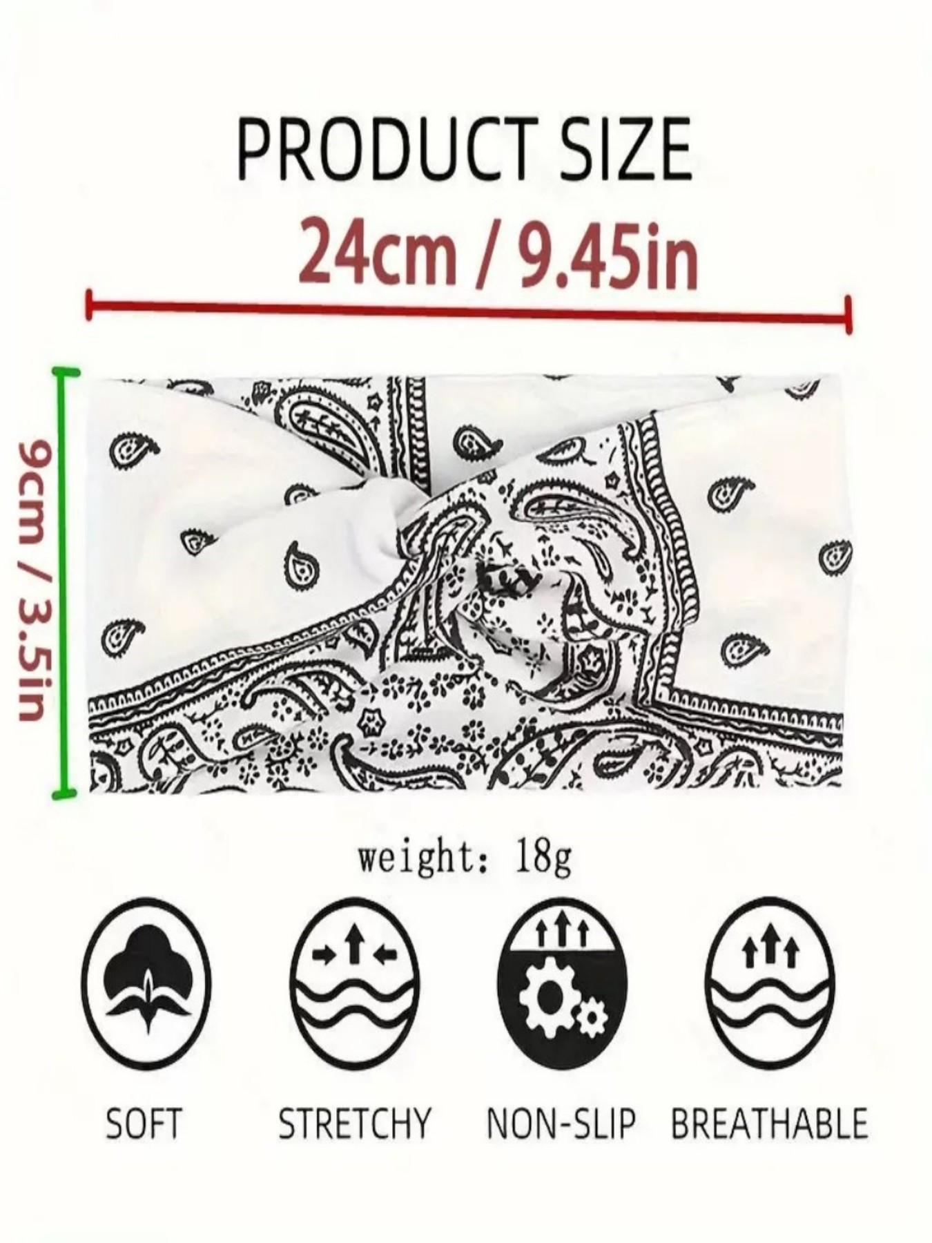 Women's 4-Piece Headband Set, Wide Thin Elastic Bohemian Style, Cashew Flower Retro Cross Edge, Sports Yoga Makeup Accessories