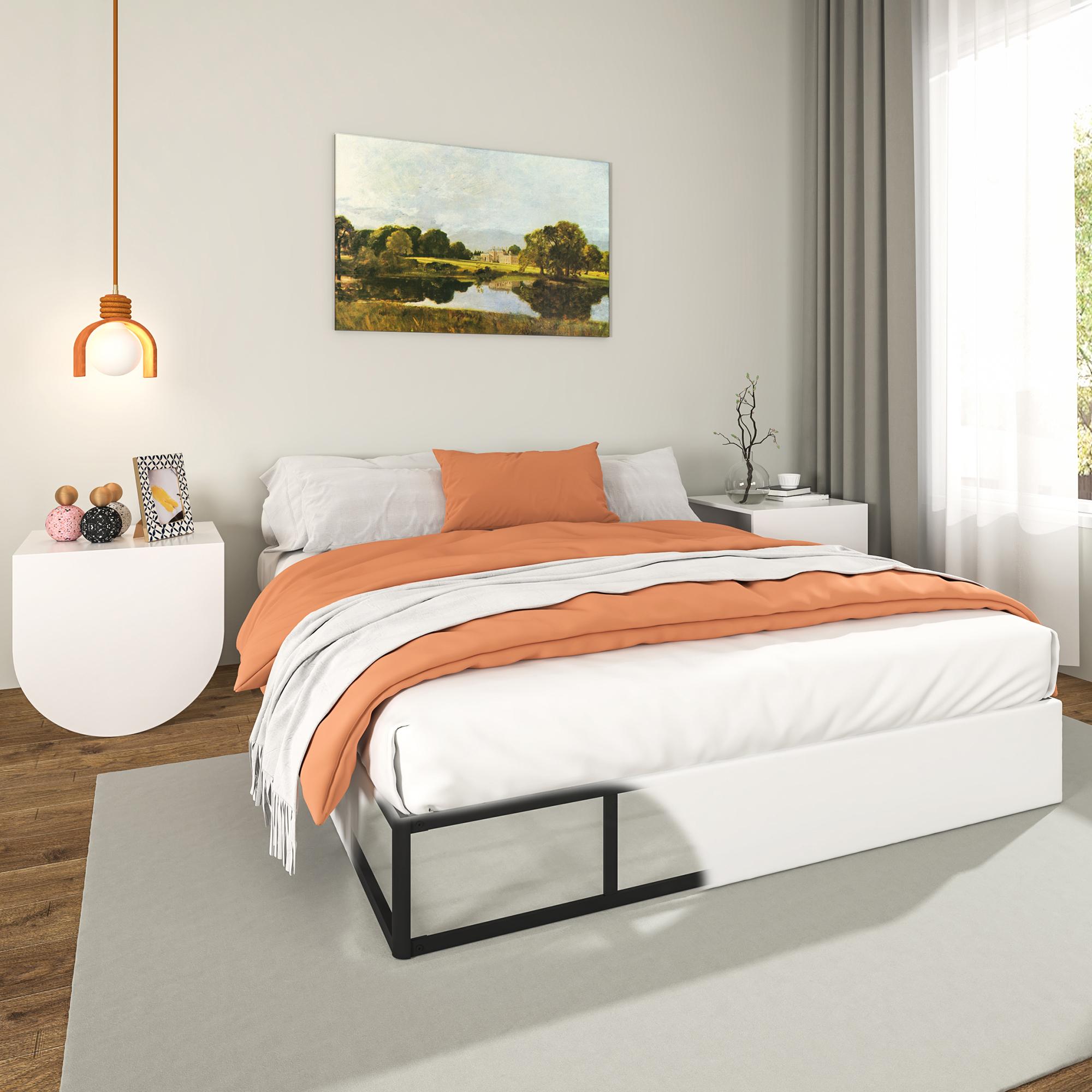 Edenza-Box Spring King 5 7 9 Inch High Metal Twin Full Queen Size with Heavy Duty Mattress Foundation, Fabric Cover, Easy Assemb l y, Quiet Noise-Free, Bedroom Furniture Luxury Bed Frame