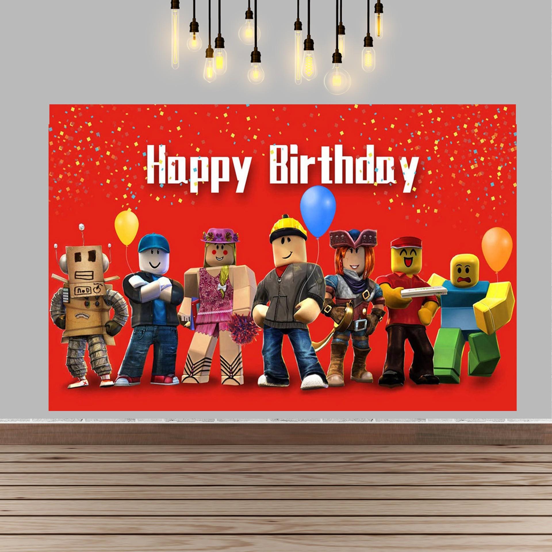 Hilloly Photography Background, Birthday Party Backdrop, Roblox Photo Background, Cartoon Party Decoration, Birthday Background