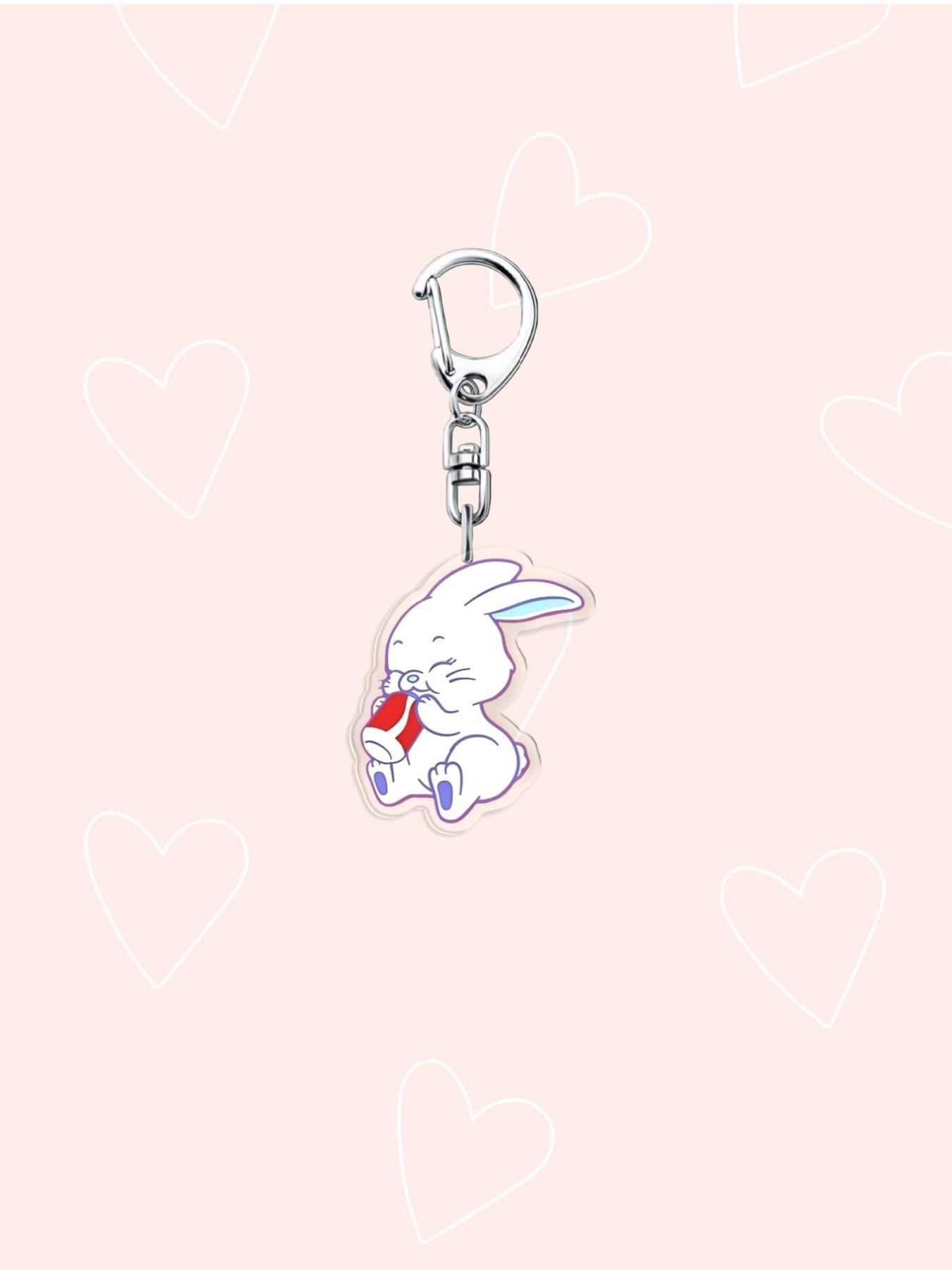 New Cowboy Cartoon Acrylic Keychain, Cute Animal Rabbit Backpack Charm, Best Friend Gift Keychain, Birthday Gift, Holiday Gift