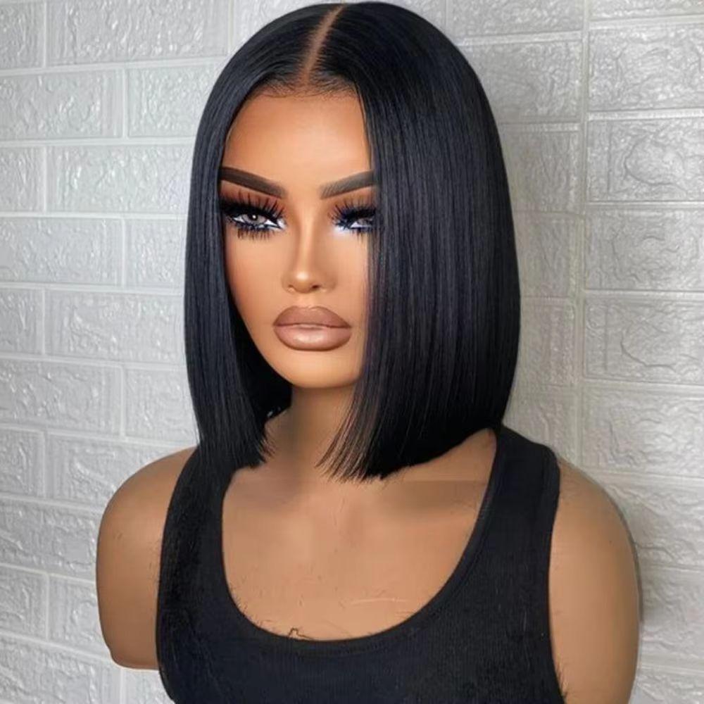 Lalula 10 Inch Bob Wig Human Hair 13x4 HD Lace Front Wigs Human Hair Pre Plucked Short Bob Wig Lace Frontal Wigs for Black Women 180% Density Straight Human Hair Wig Natural Color
