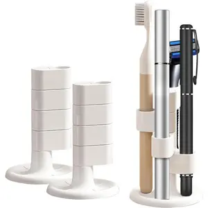 2Pcs 360° Rotating Countertop Toothbrush Holders 4 Tier Bathroom Toothbrush Organizer with Tree Design, 2025 New Toothbrush Holder for Bathroom, Multifunctional Makeup Brush Holder Organizer, 2 Pcs