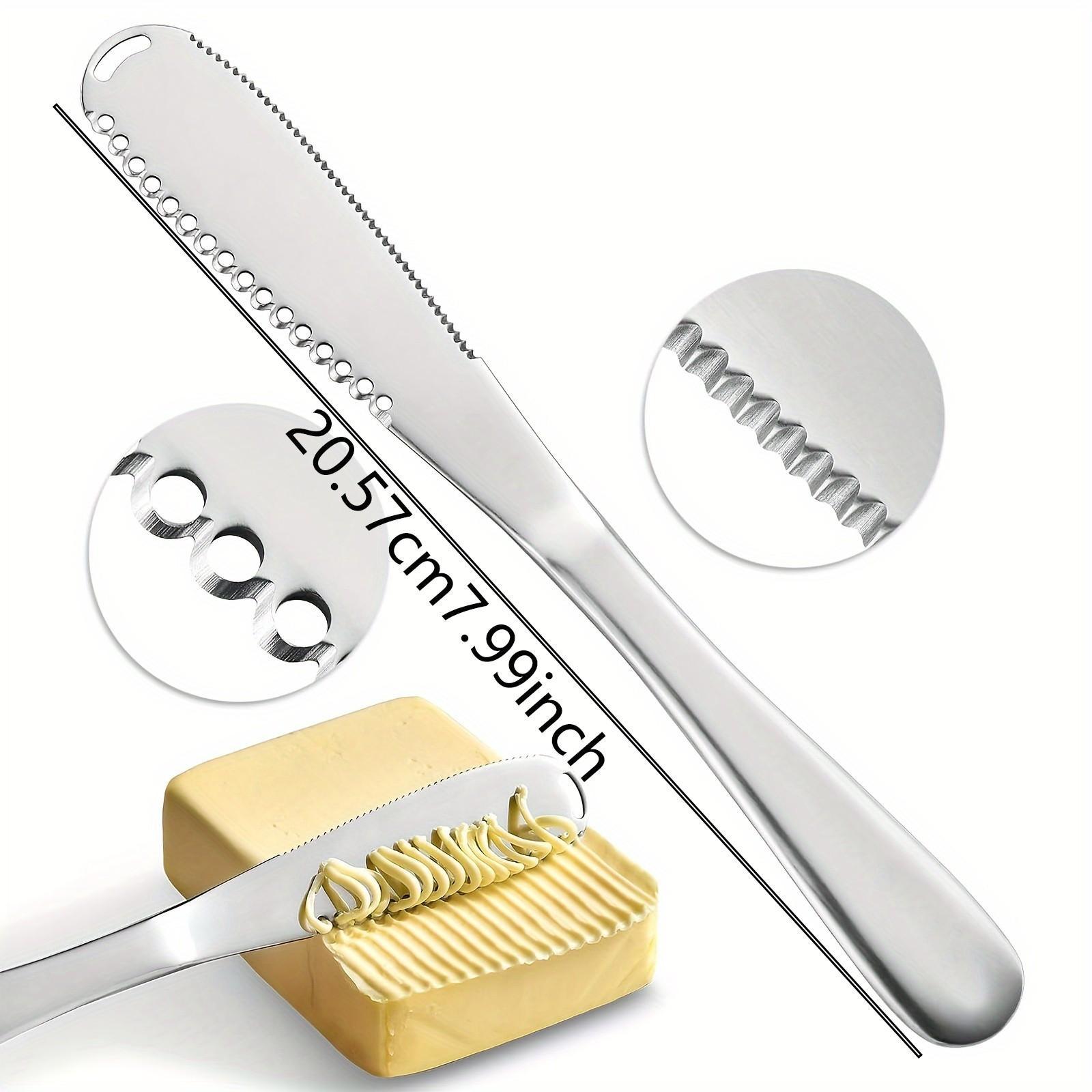 304 Stainless Steel Multi-Functional Butter Knife with Holes, Cheese Cream Spreader, Bread Jam Sawtooth Butter Knife