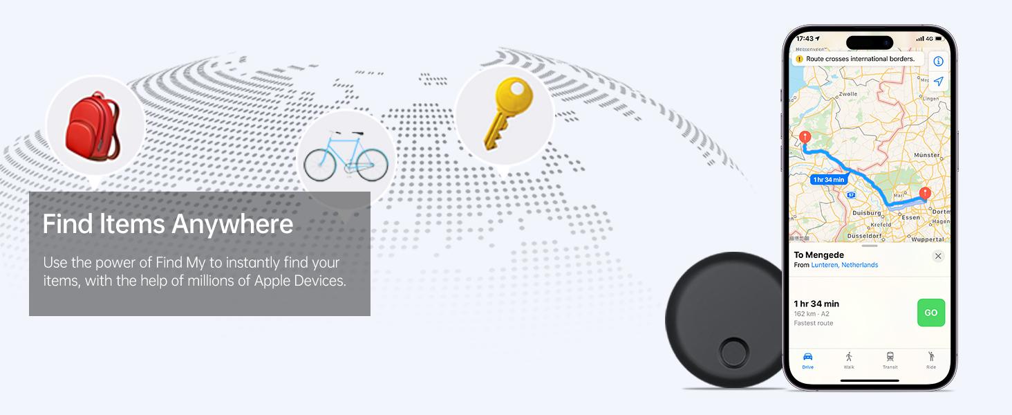 ONE LIFE Bluetooth Key Finder Tag Compatible with Apple Official Chip (iOS Only), Anti-Lost Bluetooth Tracker for Car Keys, Wallets, Luggage, and Passports with 80dB Alarm & Left-Behind Reminder, 2-Year Replaceable Battery, Restock Deals