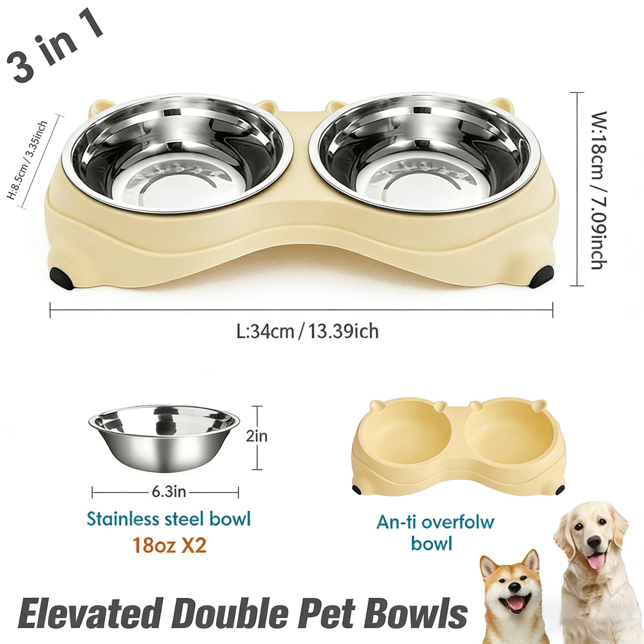 Stainless Steel Dog Bowls Set, Double Food & Water Bowls for Dogs, Dual Dog Food Bowl with 2 Small (18oz*2) Bowl, Non-Slip Pet Bowls Suitable for Puppies, Small and medium Dogs (White) Stainless Steel Dog Bowls Set, Double Food & Water Bowls for Dogs, Dual Dog Food Bowl with 2 Small (18oz*2) Bowl, Non-Slip Pet Bowls Suitable for Puppies, Small and medium Dogs (White)
