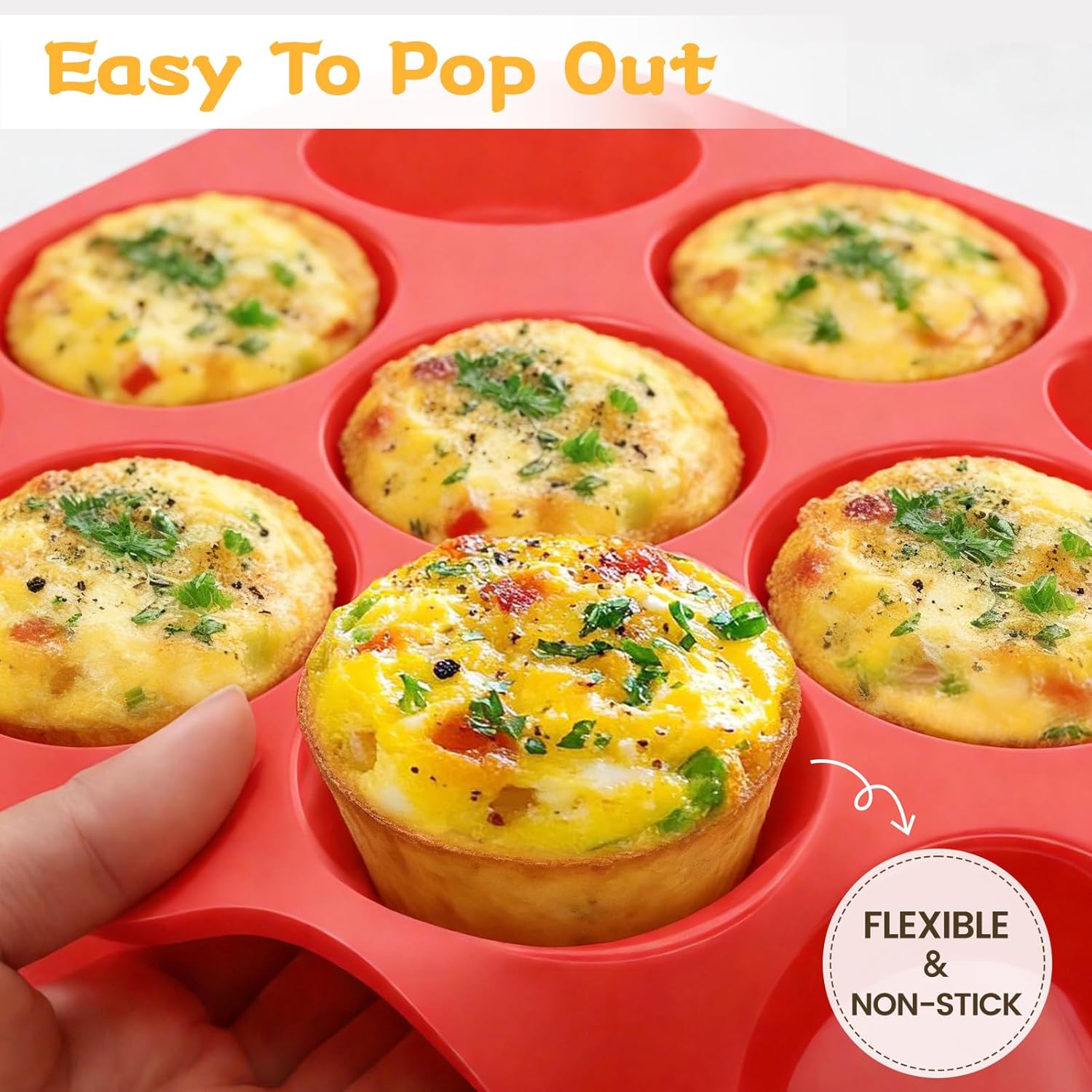 12 Cups Silicone Muffin Pan - Nonstick Cupcake Pan 1 Pack Regular Size Silicone Mold for Baking