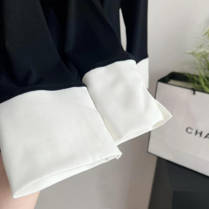 Korean Chic Design Fake Two Pieces Long Sleeves Shirt Women Spring 2025 New Elegant All Match Slim Fit Base Tops Office Clothes
