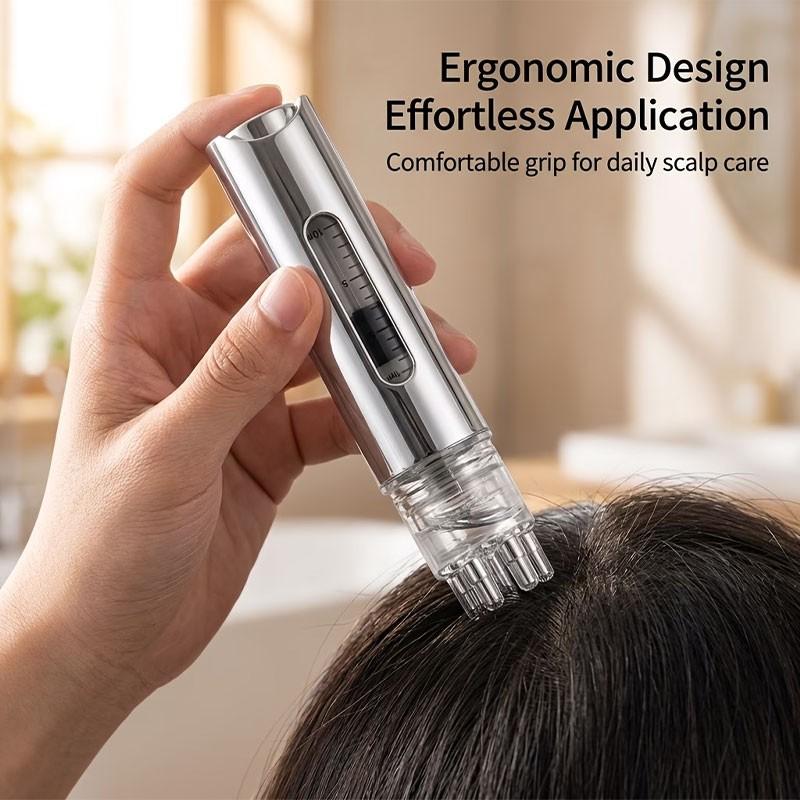 Large Capacity Scalp Dropper Set, Integrated Roller Massager, Precision Dose Control, Home Use Scalp Essence Guide Comb, 0.51oz