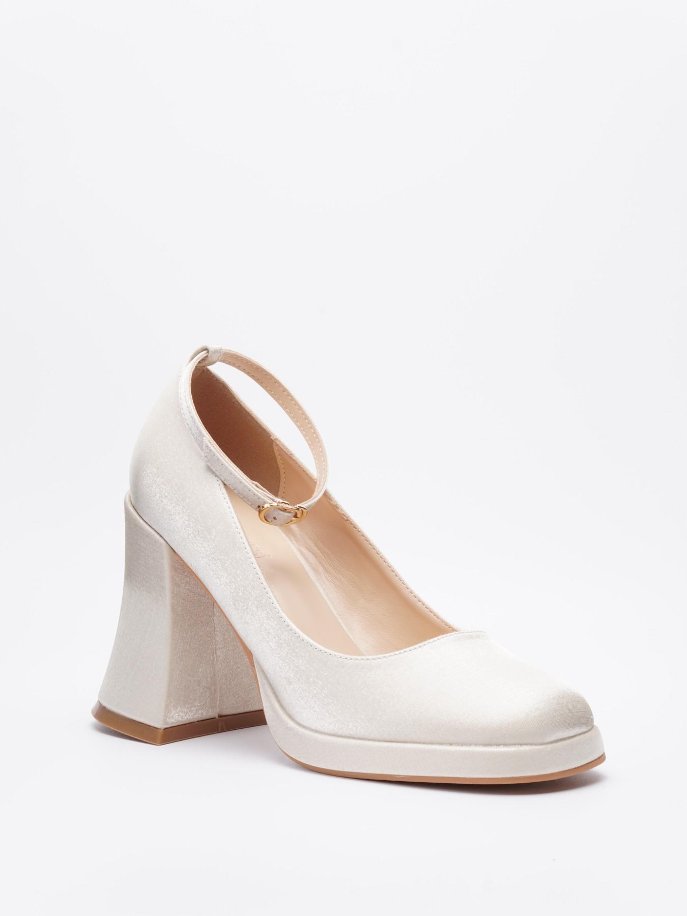 Vintage Coquette Satin Mary Jane Heels for Women Chunky Block Heel Platform Pumps Ankle Strap Dress Shoes