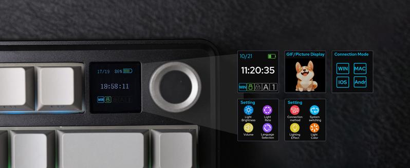 Aula F75 MAX Wireless Mechanical Keyboard with TFT Screen and Knob, Gasket Gaming Keyboard in 75% Layout, Hot Swappable, RGB Backlight, for PC/Mac/Linux (Reaper Switch)