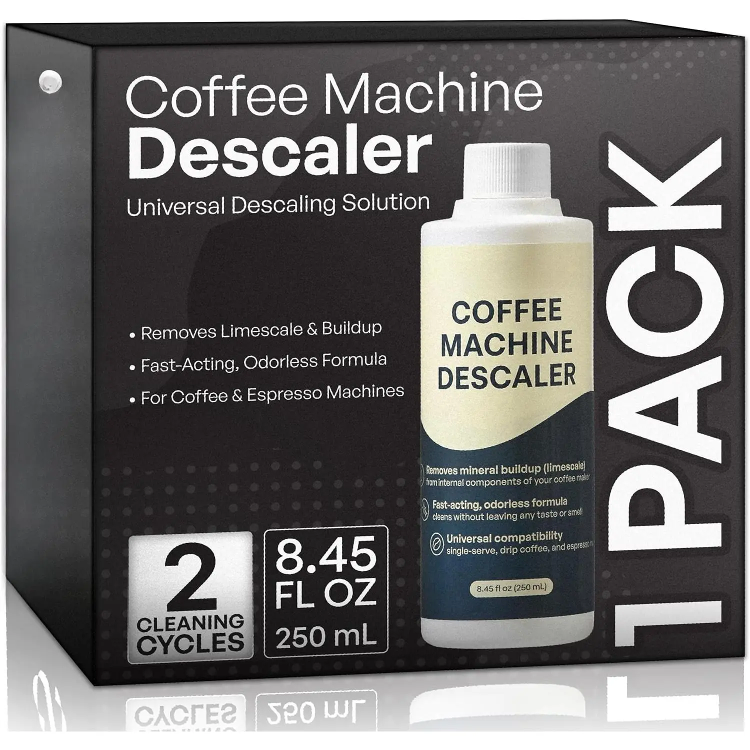 Coffee Machine Descaler Solution, 8.45 fl oz (250 mL),  Descaling Liquid for , , , , Espresso & Drip Coffee Makers, 2 Cleaning Cycles