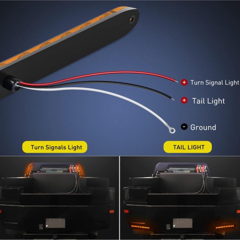 2-Pack 12 LED High-Position Brake Tail Lights, Trailer Truck RV Pickup Tail Light Strip, Brake Light Turn Signal Side Lamp, Waterproof Taillight