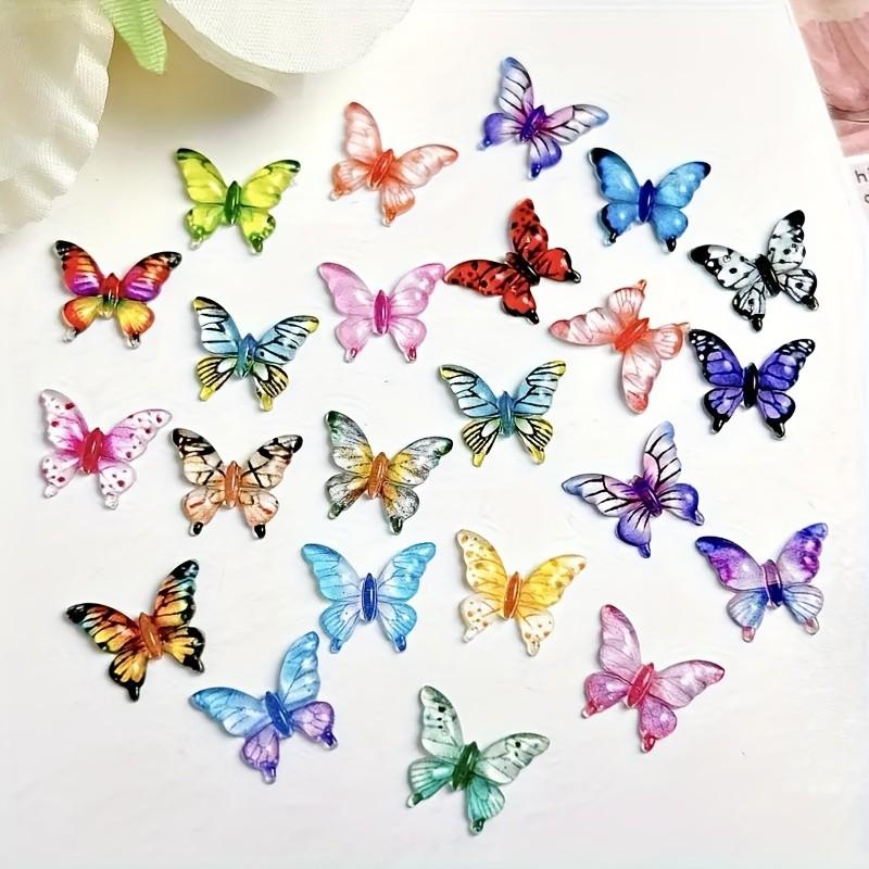 60 Mini Resin Butterfly Decorative Beads, Multicolor Insect Theme Accessories, DIY Crafts, Nail Art, Hair Clips, Jewelry Making, Christmas Decoration