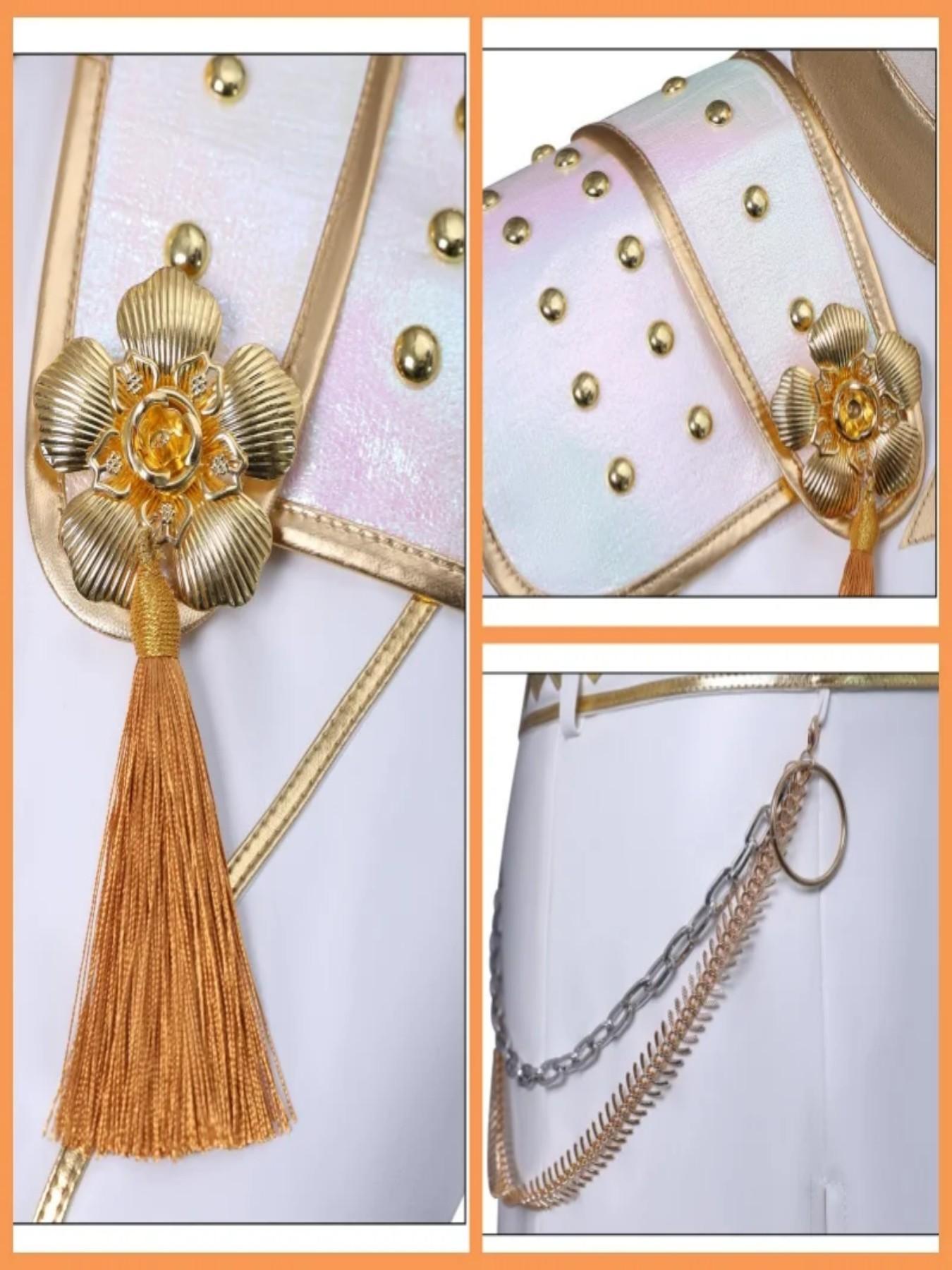 Kpop Demon Hunter Zoey Cosplay Costume Wig Huntrix Zoey White Suit Korean Wave Superstar Idol Performance Set Halloween Carnival