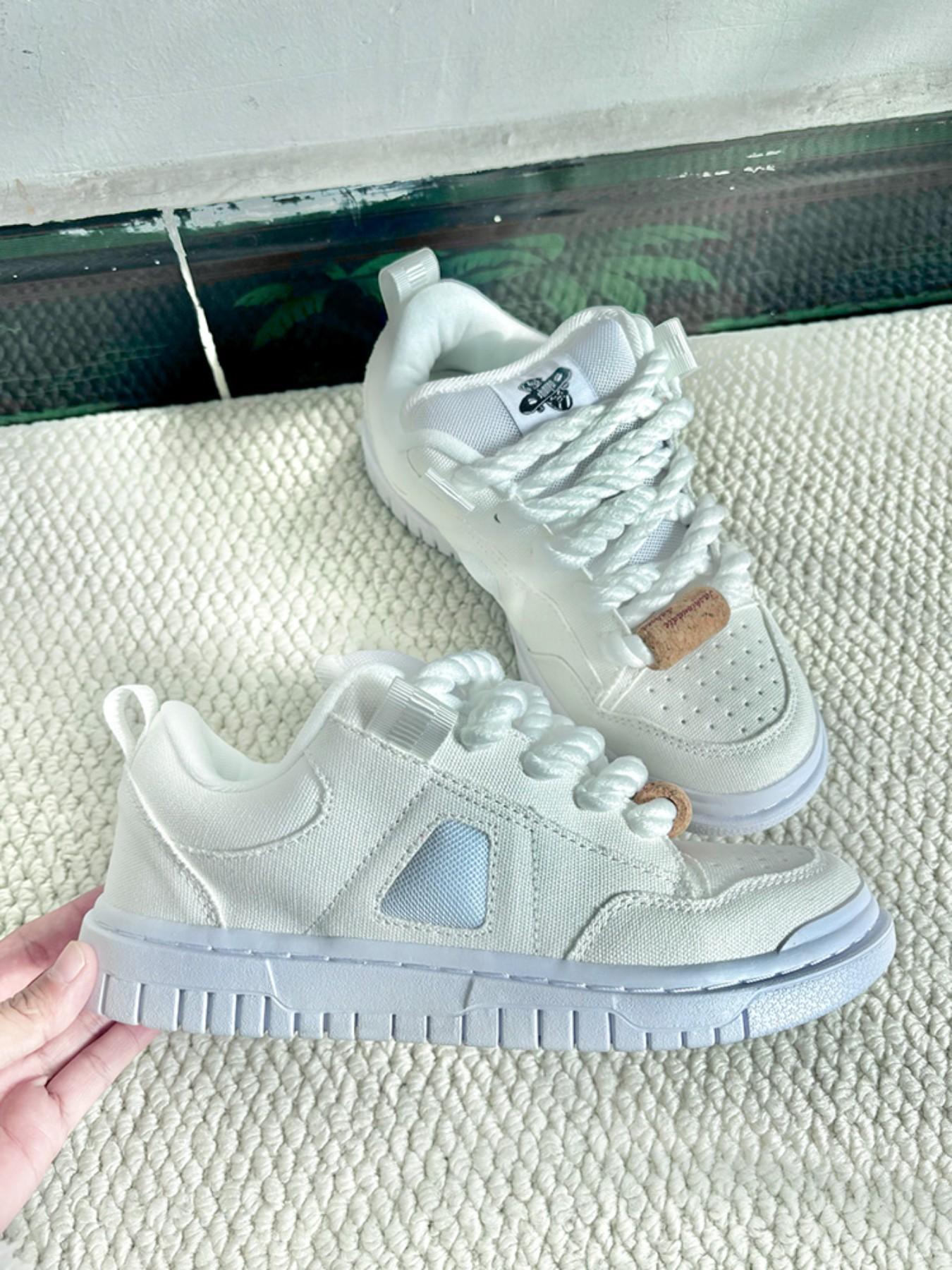 Men's Casual Canvas Shoes, Round Toe Flatform Sneakers, Lace-Up Design, All-Season Wear, Anti-Slip Rubber Sole, Medium Width, Size 49