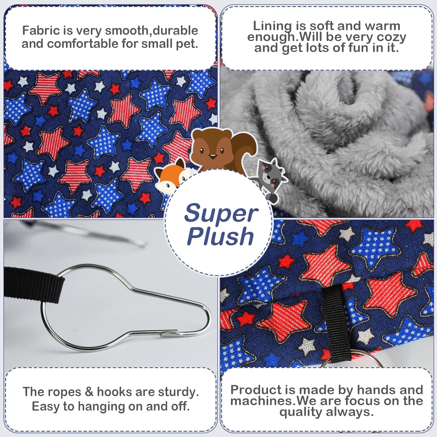 2-Pack Hanging Tunnel & Hammock Set for Ferrets & Chinchillas - Soft Plush Cage Accessories for Climbing, Hiding, Sleeping. Multi-Level Small Animal Play & Rest Area