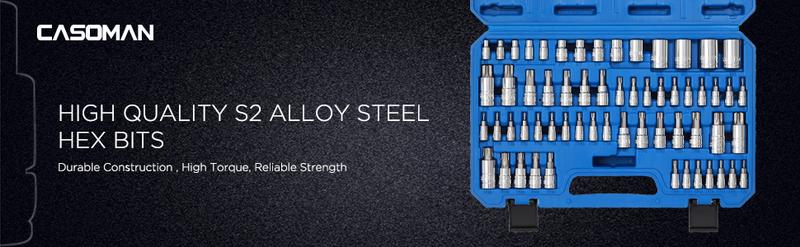 CASOMAN Master Torx Bit Socket and External Torx Socket Set, 60-Piece Set, S2 and Cr-V Steel，E4-E24, T6-T70,TT6-TT70,TP8-TP60 Hex Combination Wrench#TikTokShopBlackFriday