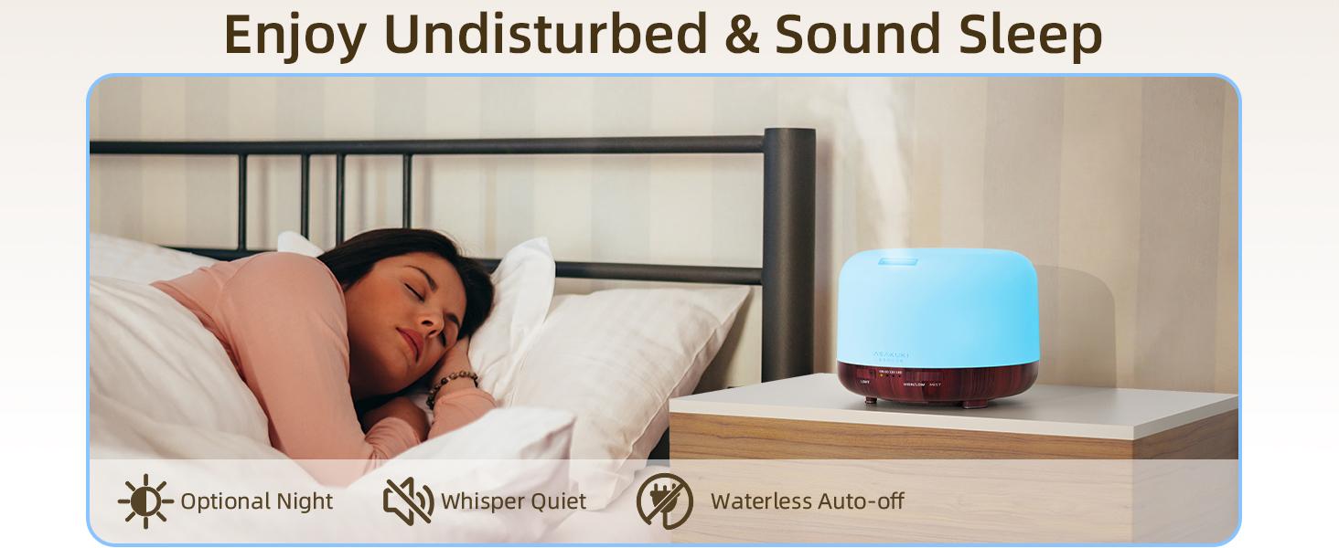 ASAKUKI 500ml Essential Oil Diffuser for Home, Aromatherapy Humidifiers, Auto-Off, Room Decor, Air Purifier, Aromatic Ambient Mist Nebulizer Relaxing, Waterless Auto Shut-off, Reddish-Brown