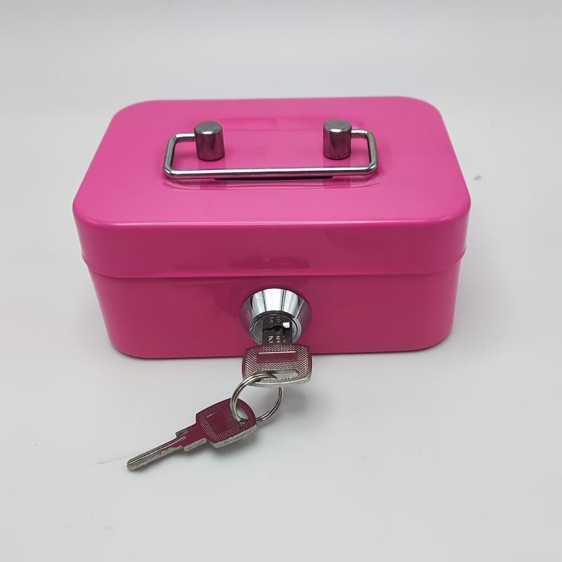 Metal Key Lock Safe Storage Box, Home Office Coin Cash Box, Receipt Deposit Organizer, Secure Money Chest