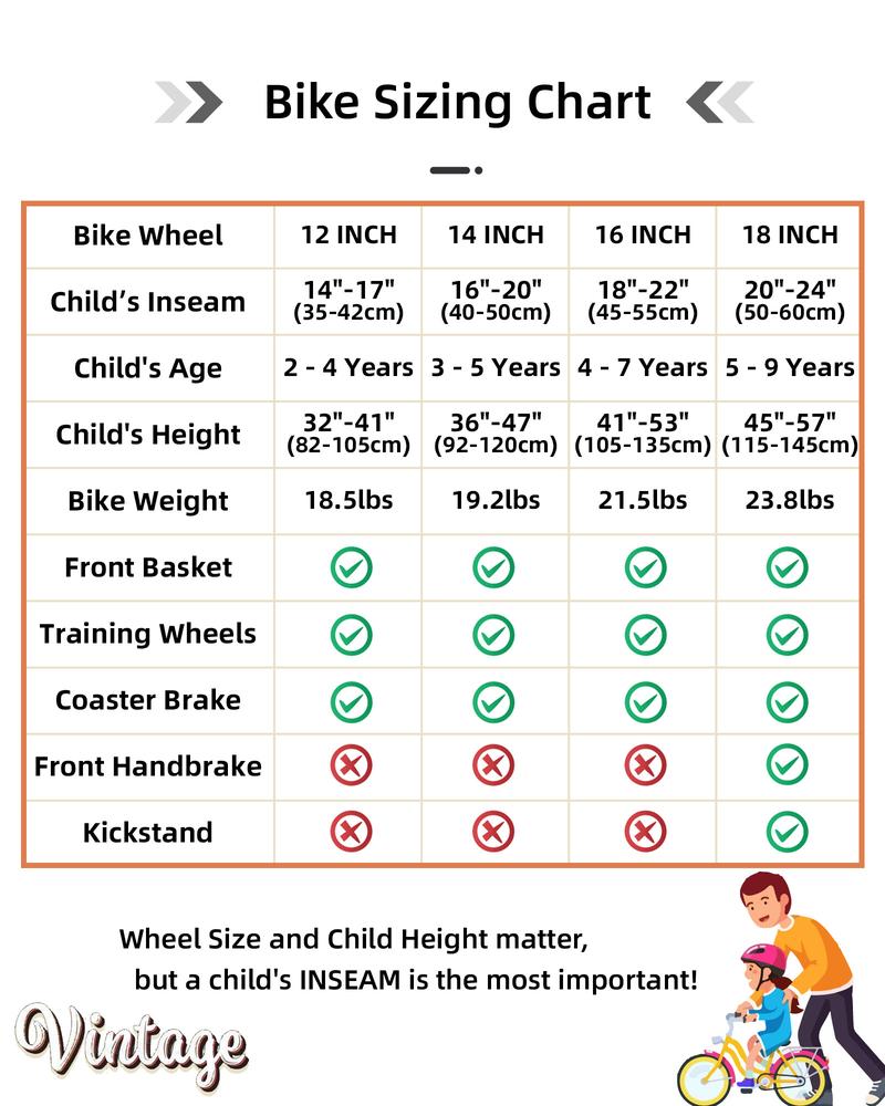 JOYSTAR ON SALE 12-24 inch Kids Bike Basket Training Wheels 2-12+years Old Girls & Boys (Green, Beige & Pink)