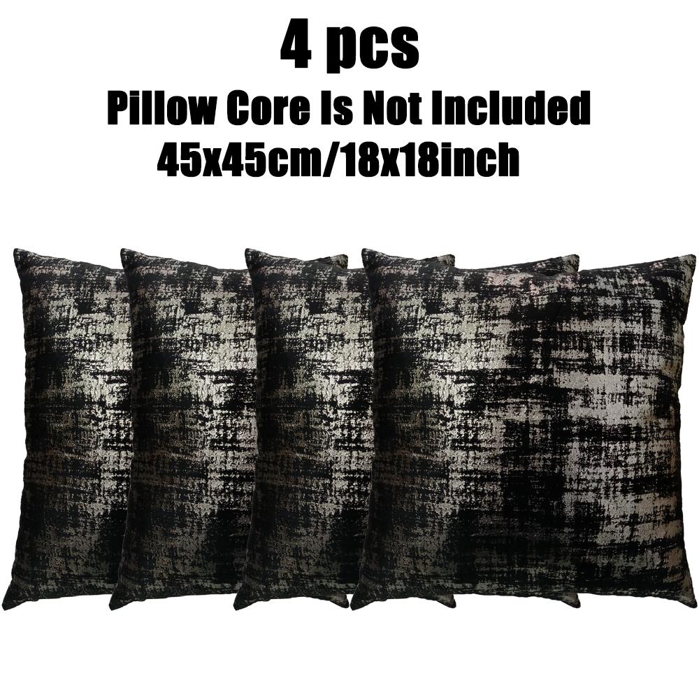4pcs Pillow Covers Set, Silver Soft Modern Style, Home Sofa Chair Backrest Decorative Cushion Cover