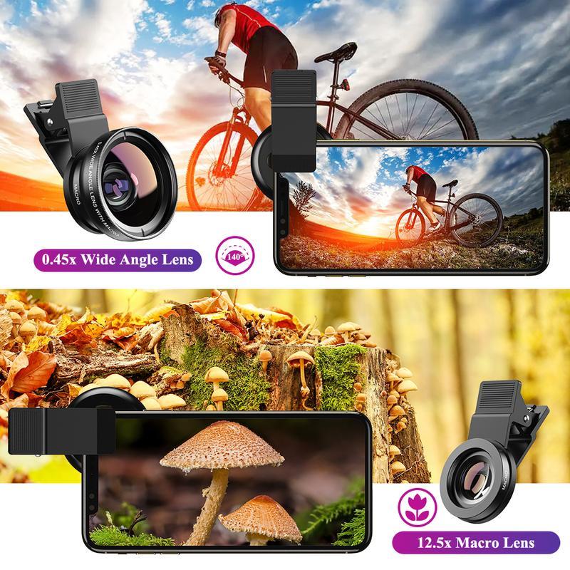 0.45X Phone Wide Angle Lens, 2-In-1 Camera Lens, 0.45x Super Wide Angle & Macro HD, Universal Clip-On for iPhone & Android Phones, Accessories