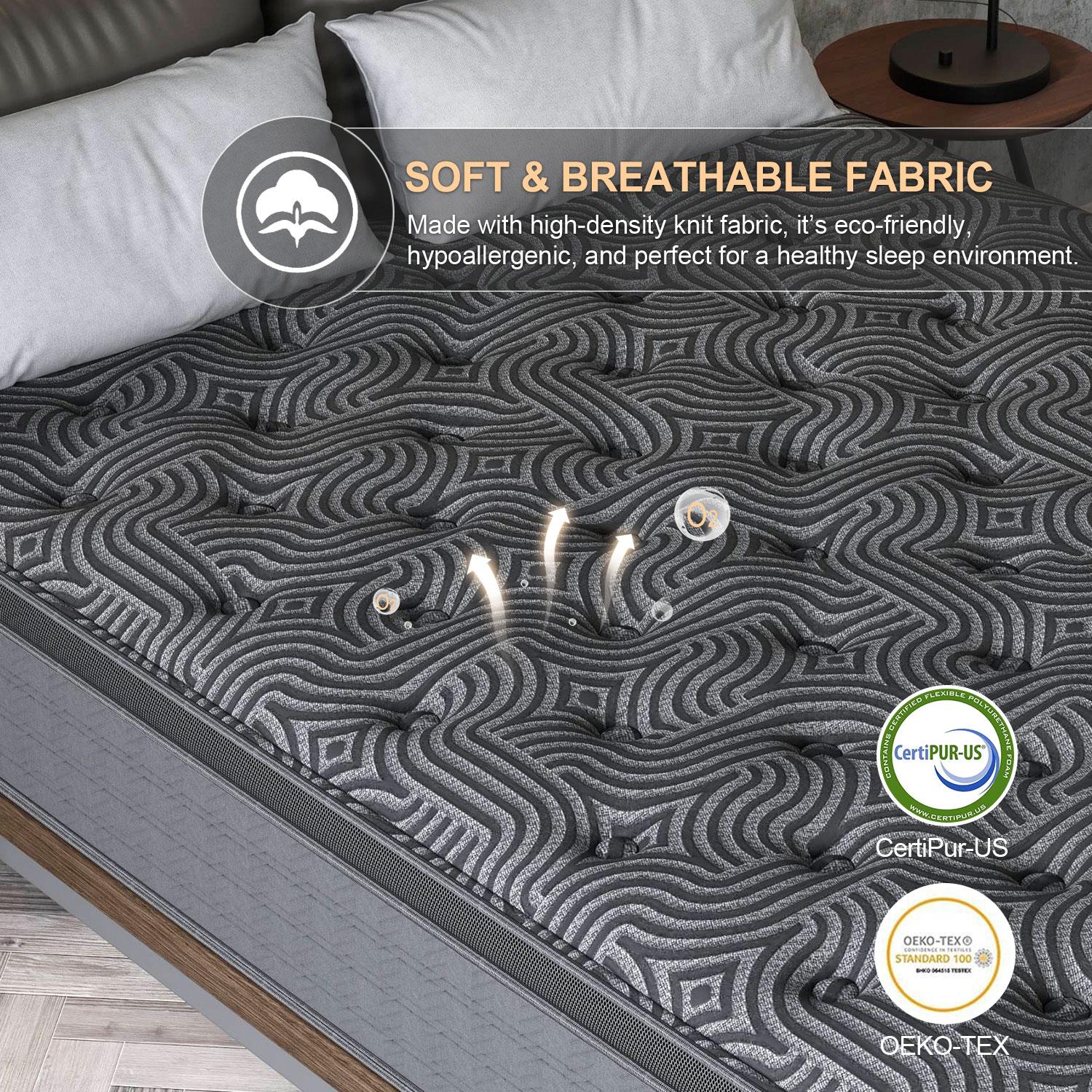 9 /12/14 Inch Gel Memory Foam Mattress Twin Full Queen King Bed Hybrid Spring Mattress  In A Box ，Medium Firm for Motion Isolation, Edge Support