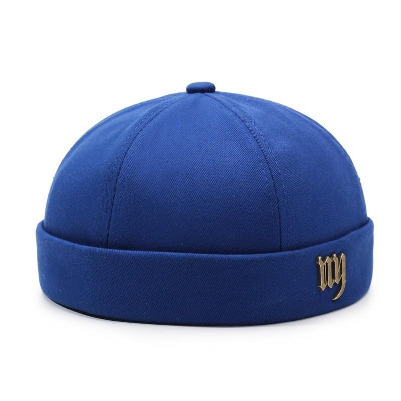 Vintage Gothic Ny Metal Letter Docker Hat, Skull Cap, Street Style, Neutral Hip Hop, Beanie with Gold Emblem, Casual Daily Wear