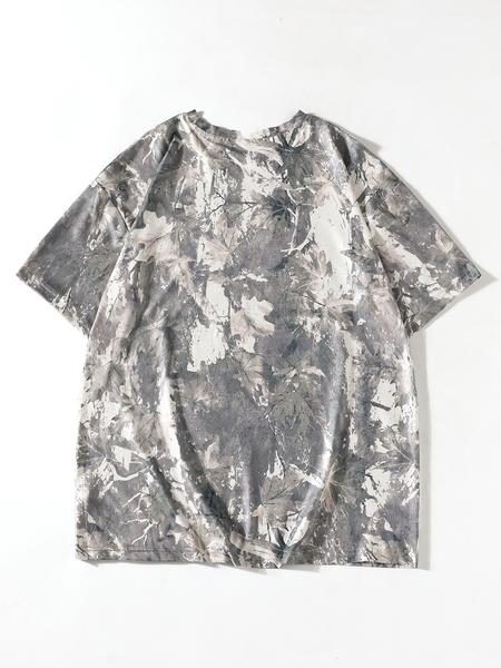 Women's Camo Print Round Neck Tee, Casual Short Sleeve Crew Neck T-Shirt for Summer, Fashion Women's Top for Daily Wear