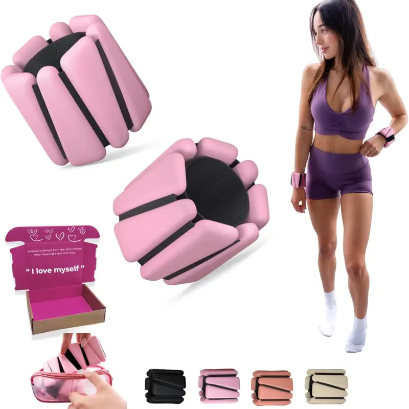 Wrist & Ankle Weights for Women – 2 lb Total, 1 lb Each |   Weighted Bangles |   Adjustable Arm & Leg Weights for Pilates, Walking, Running, Yoga, Barre, Cardio & Strength Training |   Home Workouts