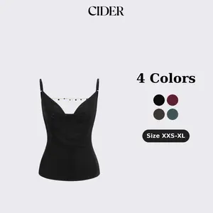 Cider Cowl Neck Backless Chain Detail Cami Top SummerWins Dealsforyou